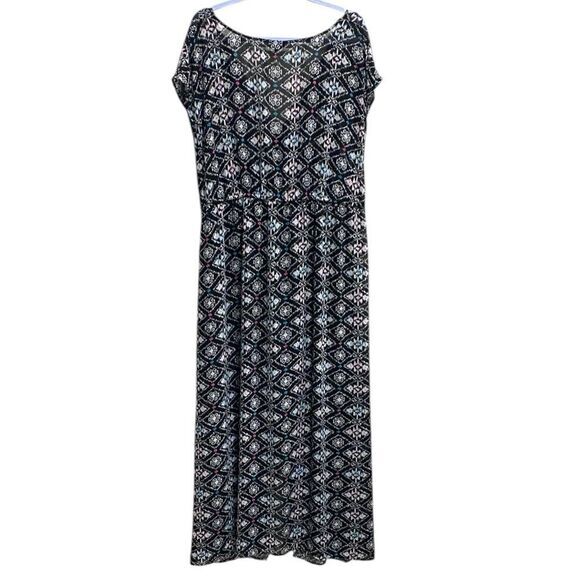 Torrid Size 3 Sheer Ikat Maxi Dress – Black White Pink Turquoise Print - Picture 4 of 12